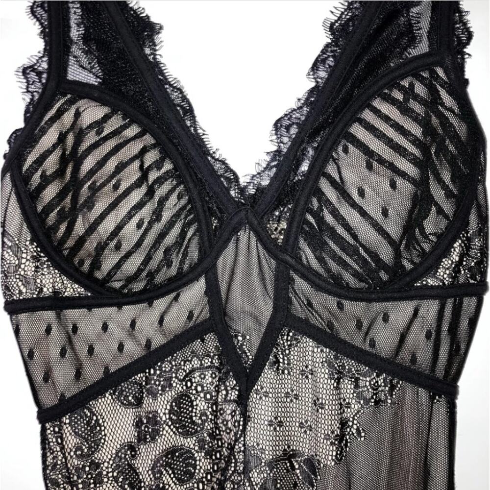 Bebe Y2K XS Black Lace Overlay Bodycon Corset Cocktail Party Dress Whimsigoth - Picture 5 of 11